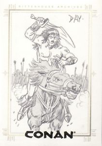 211x300 Conan Art Of The Hyborian Age Dan Day Sketchafex Sketch Card B Ebay - Conan Sketch