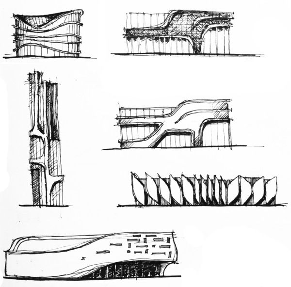 600x592 Pin By Mingxi Ye On Drawing Architecture - Concepts In Architecture With Sketches