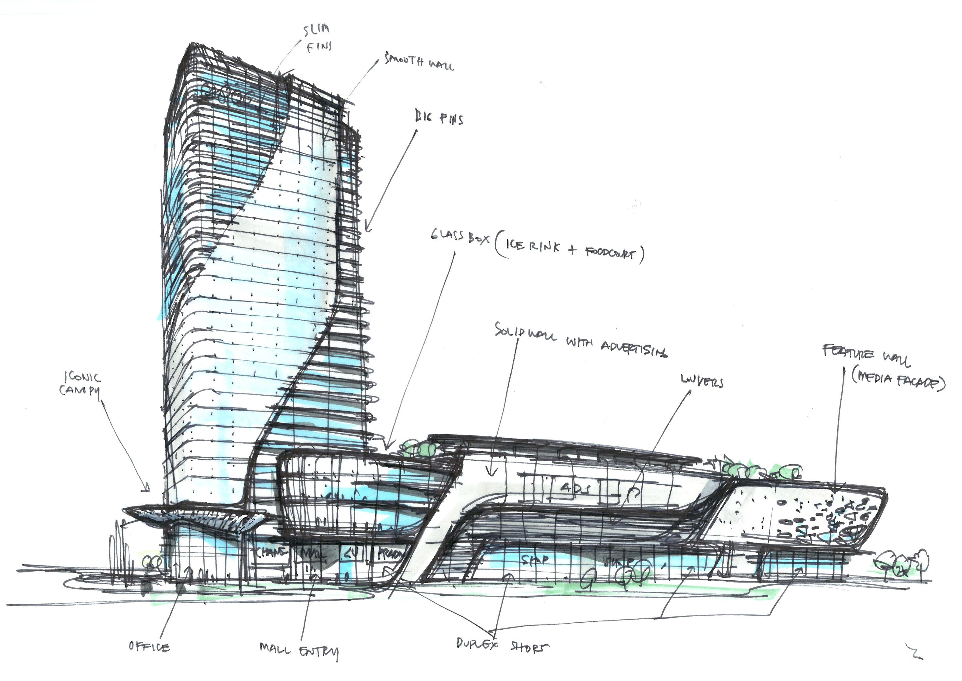 3165x2241 Mixed Use Concept Randy Carizo Commcial Architecture - Concepts In Architecture With Sketches