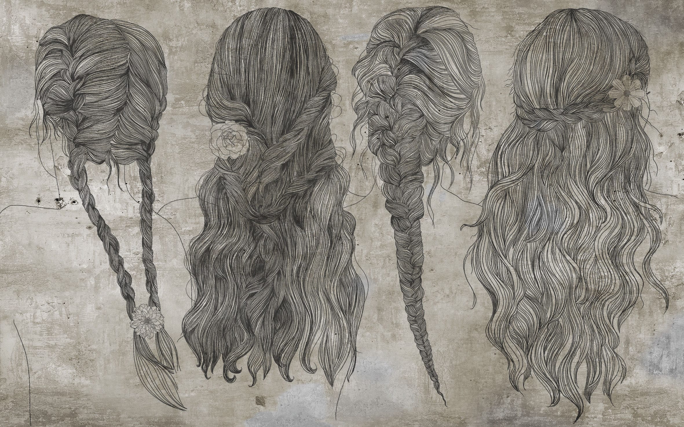 2362x1476 Original Design Wallpaper Sketch Concrete Look Printed - Concrete Sketch