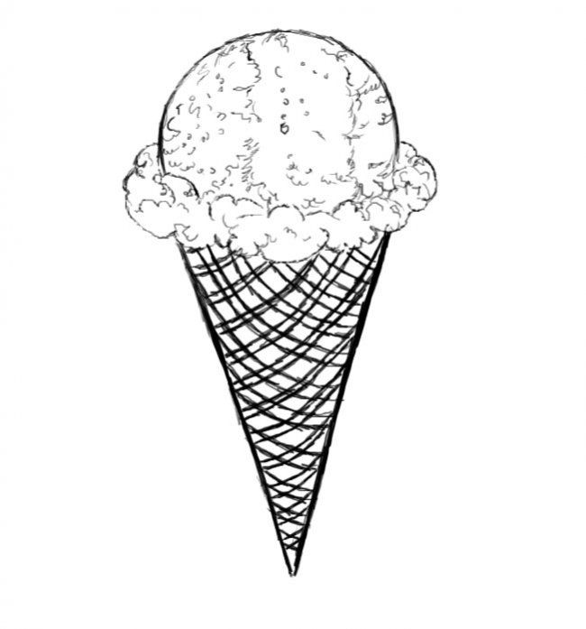 650x697 Drawing Tutorial How To Draw An Ice Cream Cone How To Draw - Cone Sketch