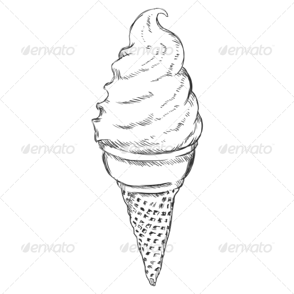 590x590 Ice Cream Cone Sketch By Nikiteev Graphicriver - Cone Sketch