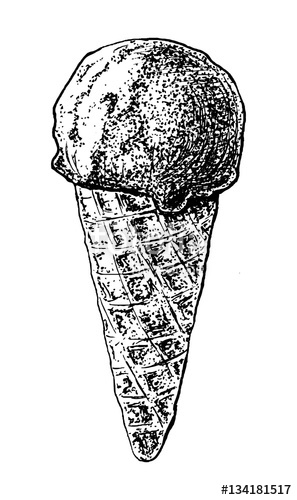 297x500 Sketch Graphic Icecream Illustration, Vector Draft Silhouette - Cone Sketch