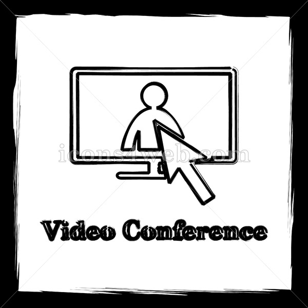 600x600 Video Conference Sketch Icon. - Conference Sketch