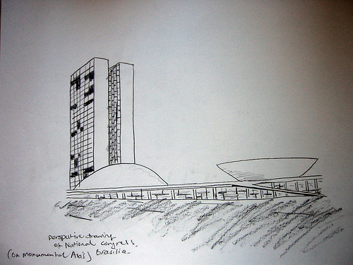 500x375 The National Congress, Brasilia, Brazil - Congress Sketch
