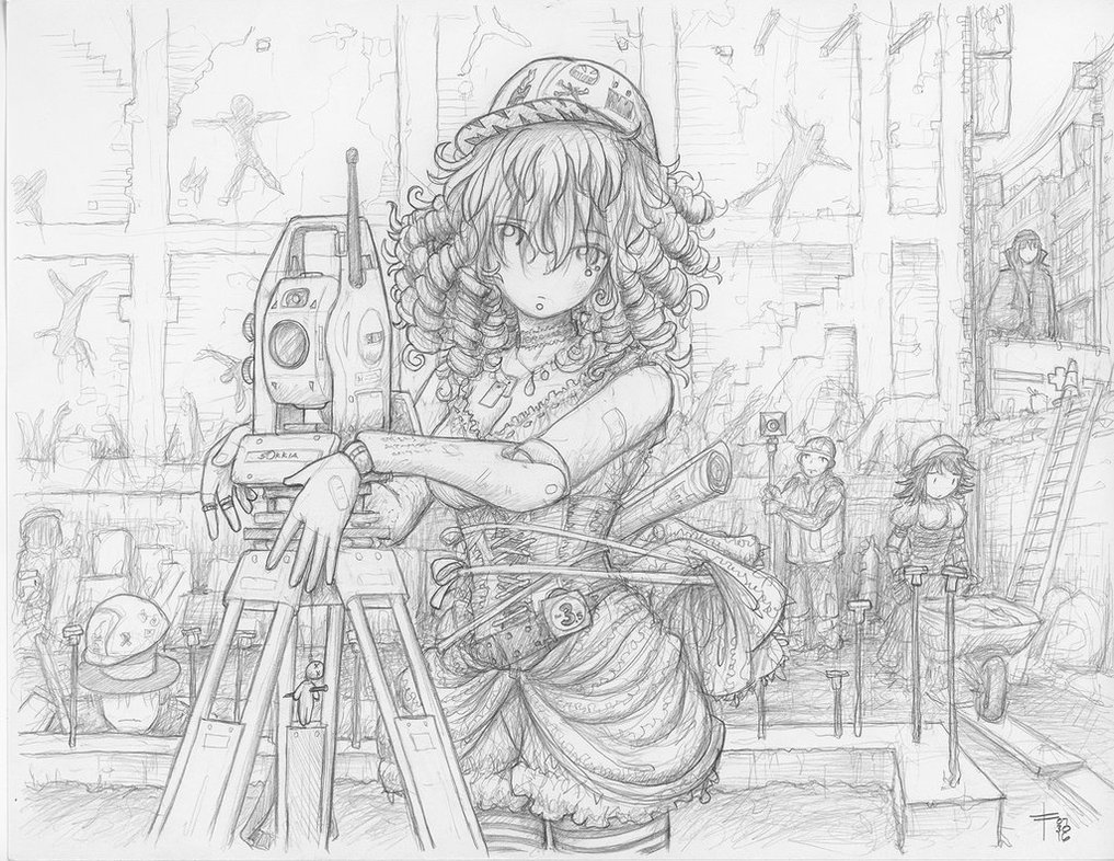 1017x786 Dollgurl - Construction Site Sketch