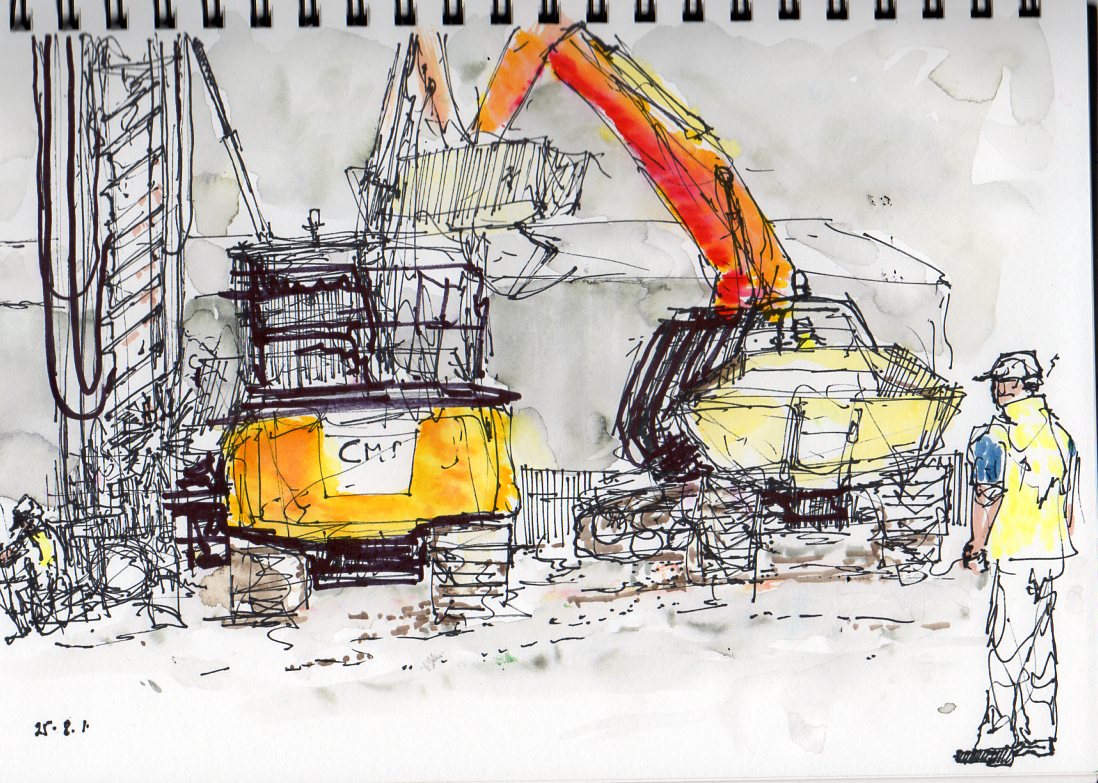 1098x783 James Hair Amateur Artist, Mediocre Swimmer, Anglican Priest, Nhs - Construction Site Sketch