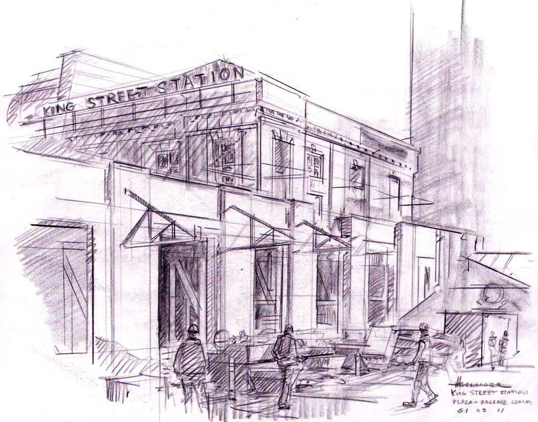 1050x823 King Street Station Construction Rockets And Rabbits - Construction Site Sketch