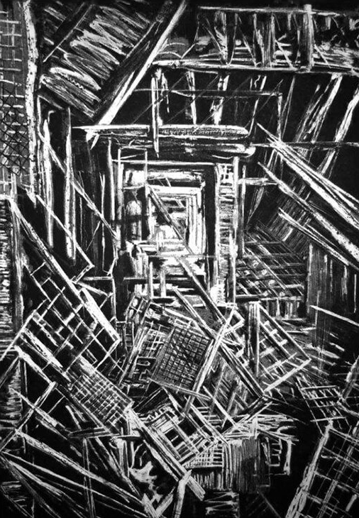 506x730 Construction Site By Jackie Newell - Construction Site Sketch
