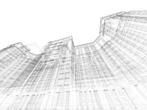586x440 3d Sketch Architecture Planning Construction Frame Stock Photos - Construction Sketch
