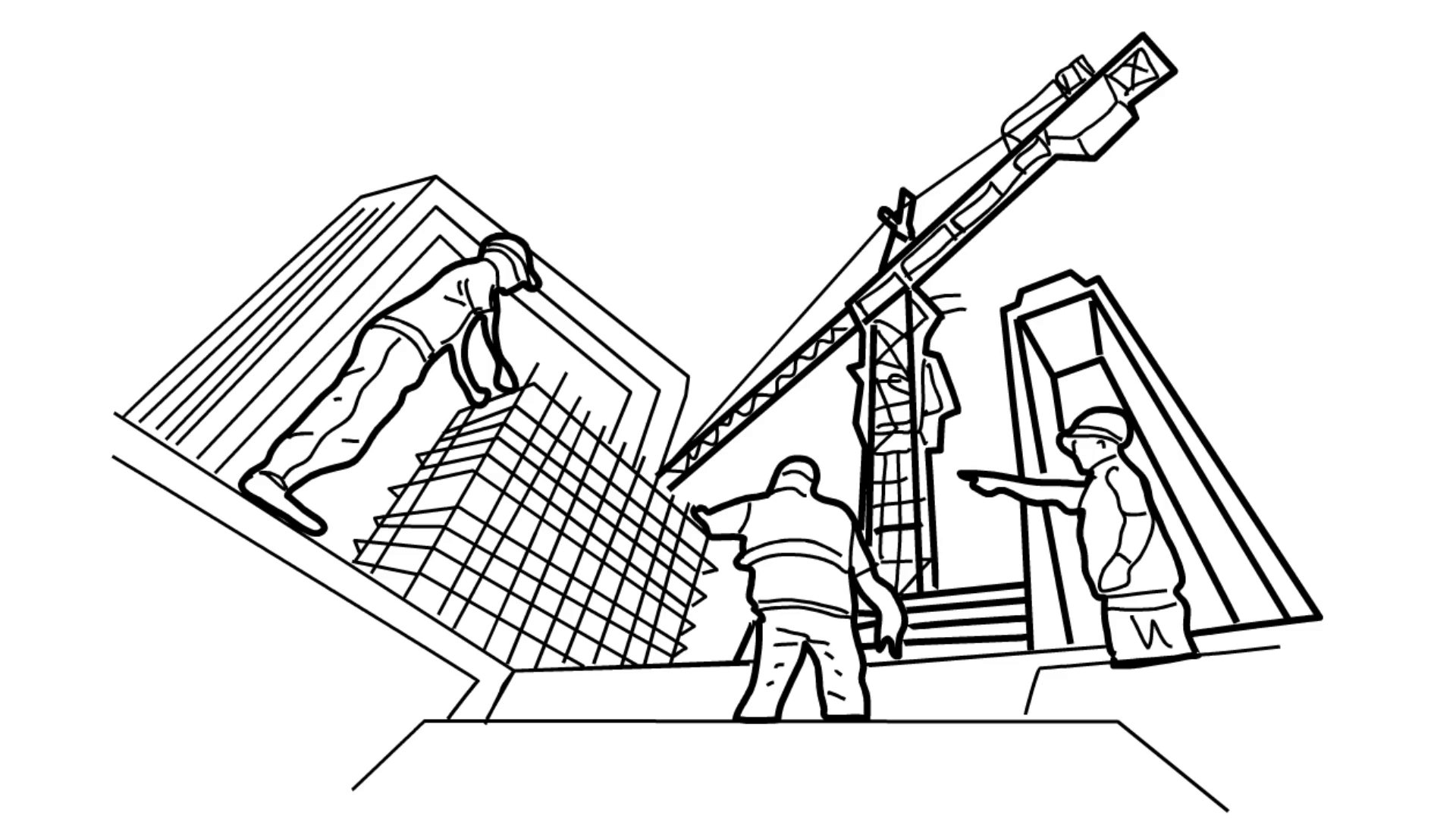 1920x1080 Construction Workers And Site Manager Working Under Construction - Construction Sketch