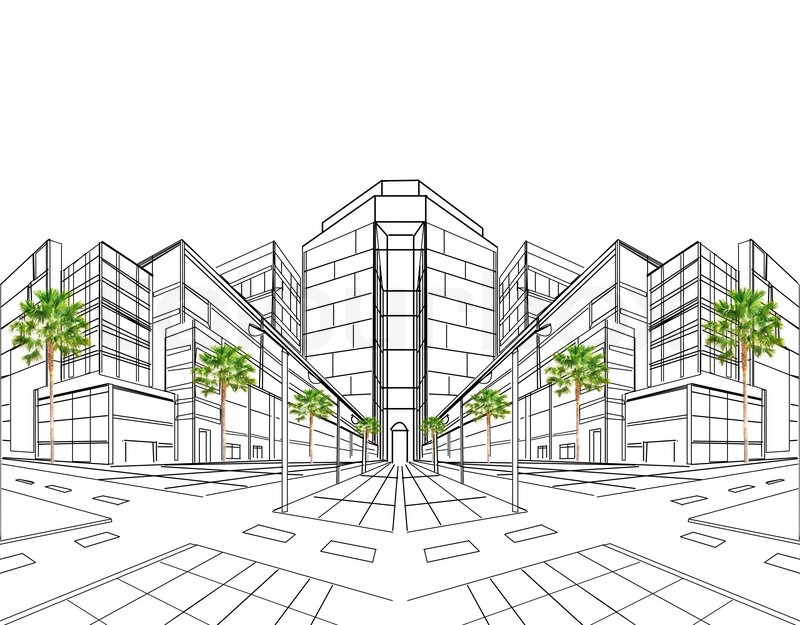 800x625 Perspective Drawing Plan For Building Site Construction And - Construction Sketch