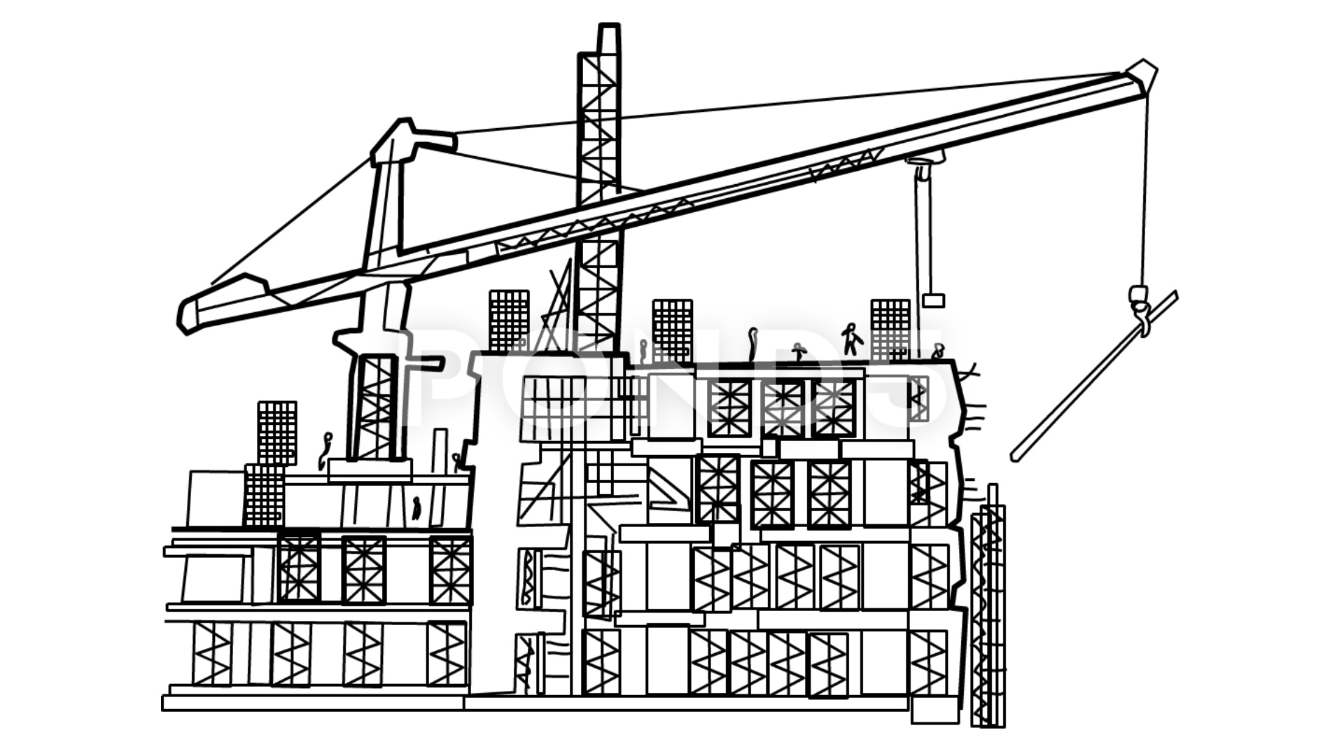 1920x1080 Video Under Construction Building Sketch Animation With - Construction Sketch