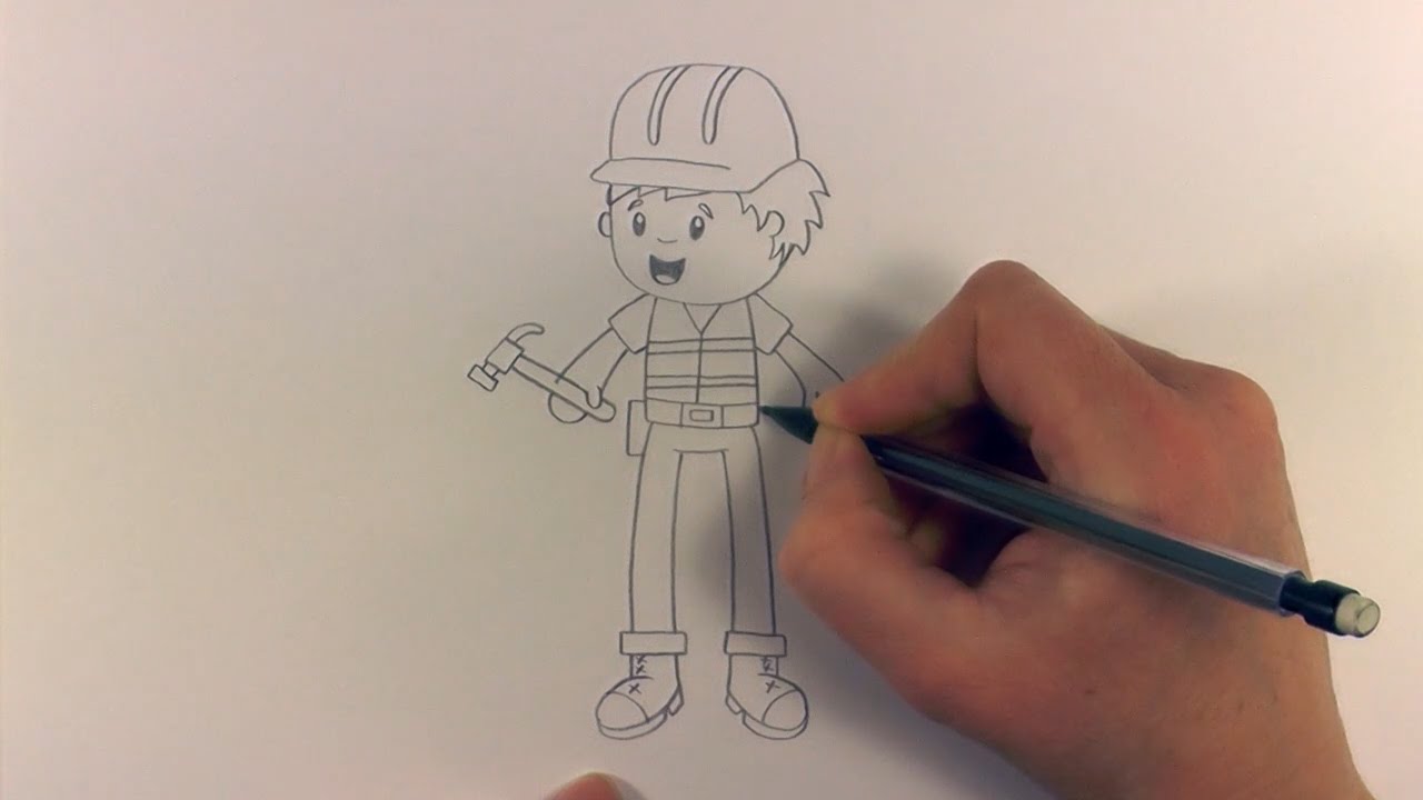 1280x720 R.e.a.p How To Draw A Cartoon Construction Worker - Construction Worker Sketch