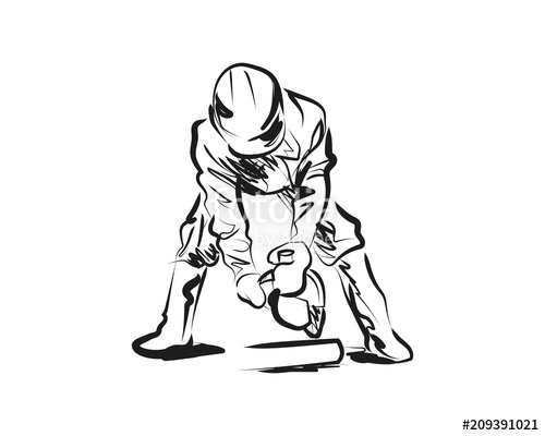 500x400 Vector Sketch Construction Worker Stock Image And Royalty Free - Construction Worker Sketch