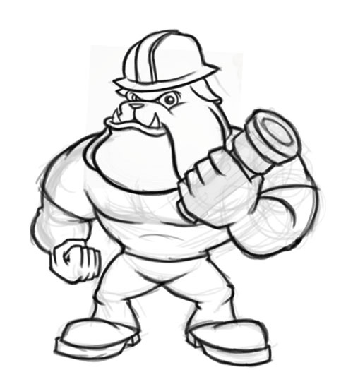 500x551 Construction Worker Dog Rough Sketch Rough Sketch Of A - Construction Worker Sketch