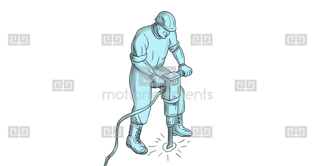 1024x540 Construction Worker Operating Jackhammer 2d Animation Stock - Construction Worker Sketch