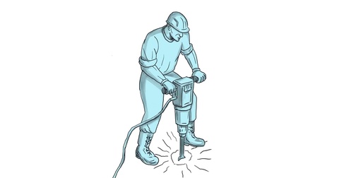 480x252 Construction Worker Operating Jackhammer 2d Animation ~ Footage - Construction Worker Sketch