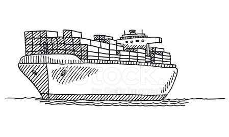 Container Ship Sketch at PaintingValley.com | Explore collection of