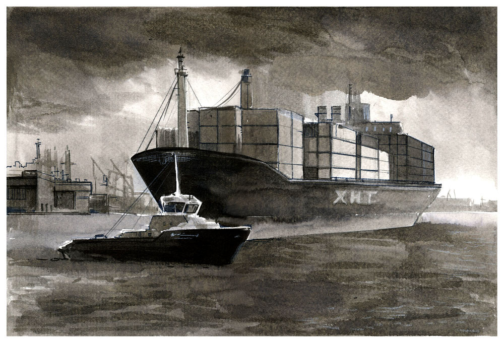 1000x681 Container Ships Joanna Karpowicz - Container Ship Sketch