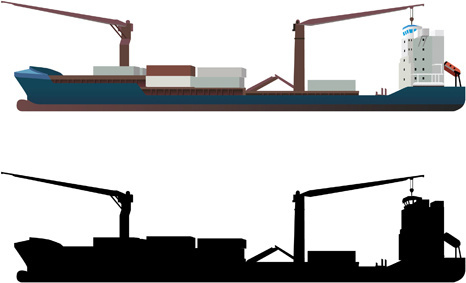 466x283 Free Vector Cargo Ships Free Vector Download (669 Free Vector) For - Container Ship Sketch