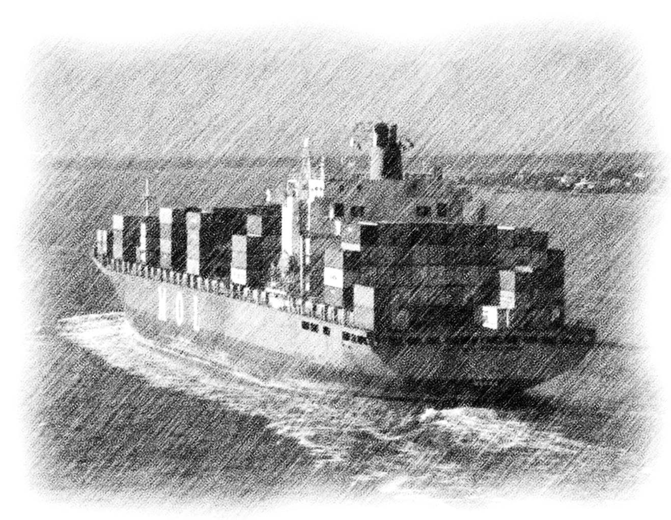 1318x1022 Pencil Sketch Of Container Ship In Charleston Bay - Container Ship Sketch