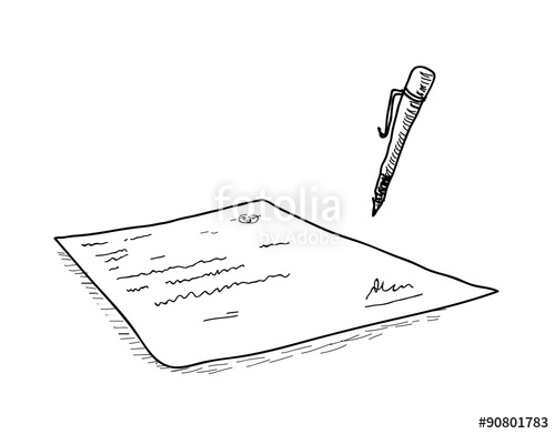 500x391 Contract Signing Doodle, A Hand Drawn Vector Doodle Illustration - Contract Sketch