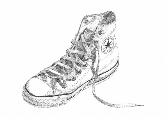 570x408 Converse Chuck Taylor Classic Art Print From Original Ink Drawing - Converse Sketch