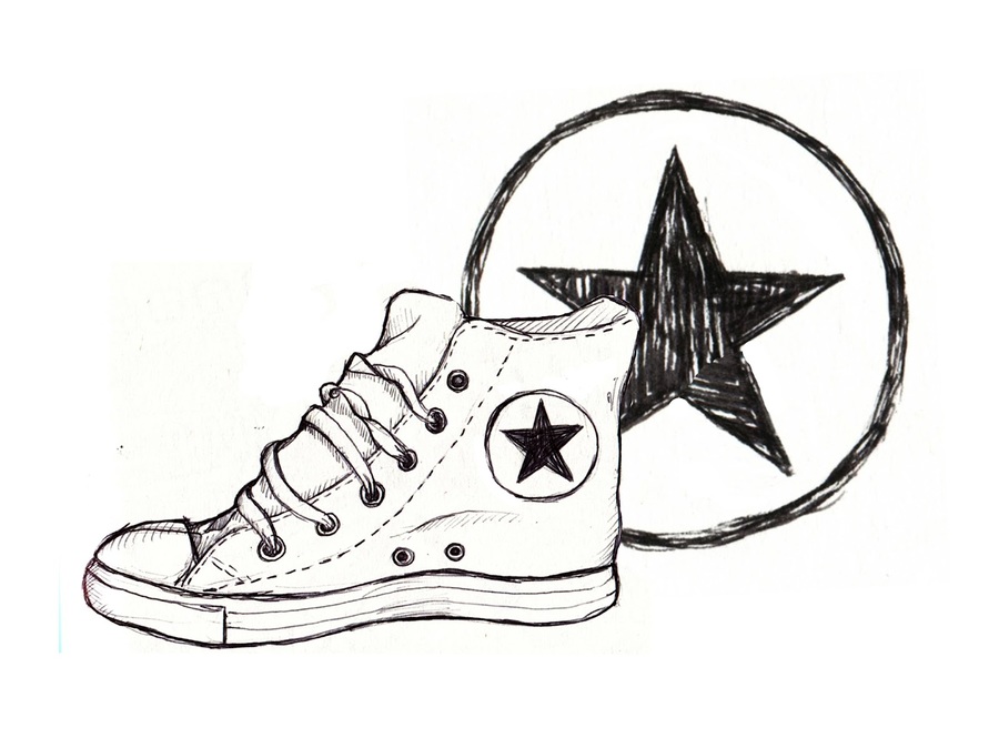 900x665 Download Converse Logo Drawing Clipart Chuck Taylor All Stars - Converse Sketch