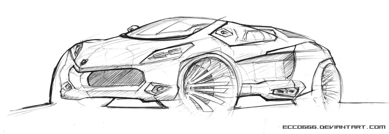 1280x444 Sportscar Convertible Sketch By Ecco666 - Convertible Sketch