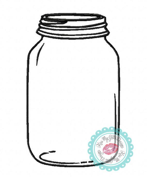 570x692 Doodle Sketch Mason Jar Machine Embroidery Design Etsy - Cookie Jar Sketch