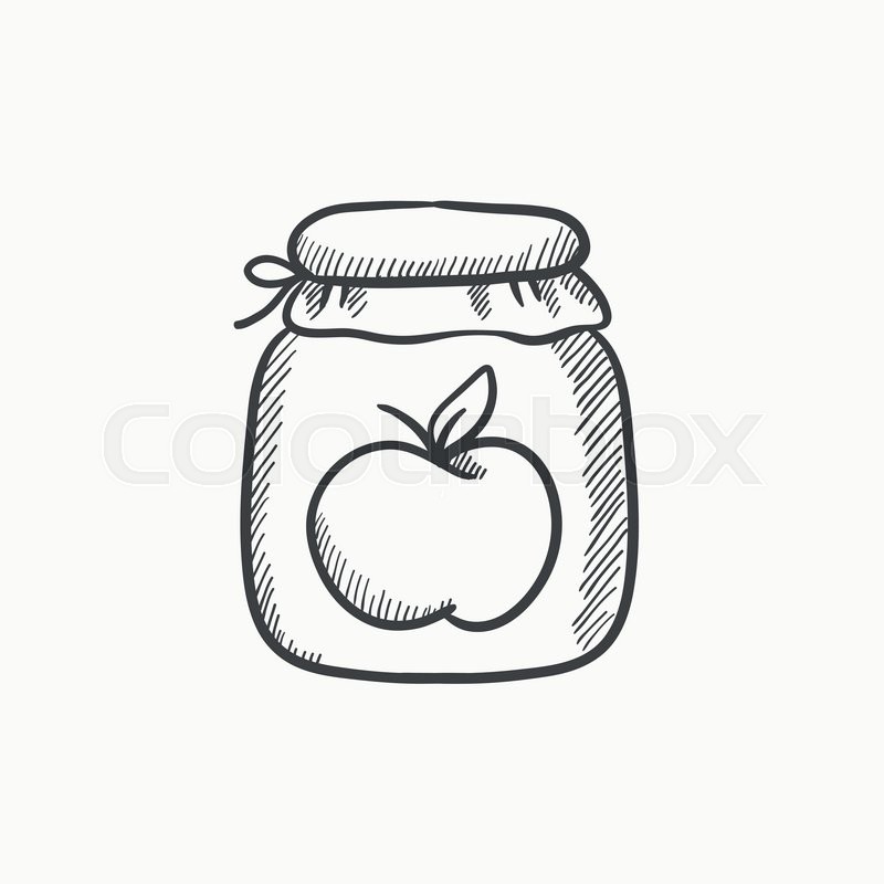 800x800 Apple Jam Jar Vector Sketch Icon Isolated On Background. Hand - Cookie Jar Sketch