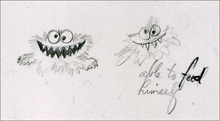 750x411 Early Cookie Monster Sketch By Jim Henson Monsters! - Cookie Monster Sketch