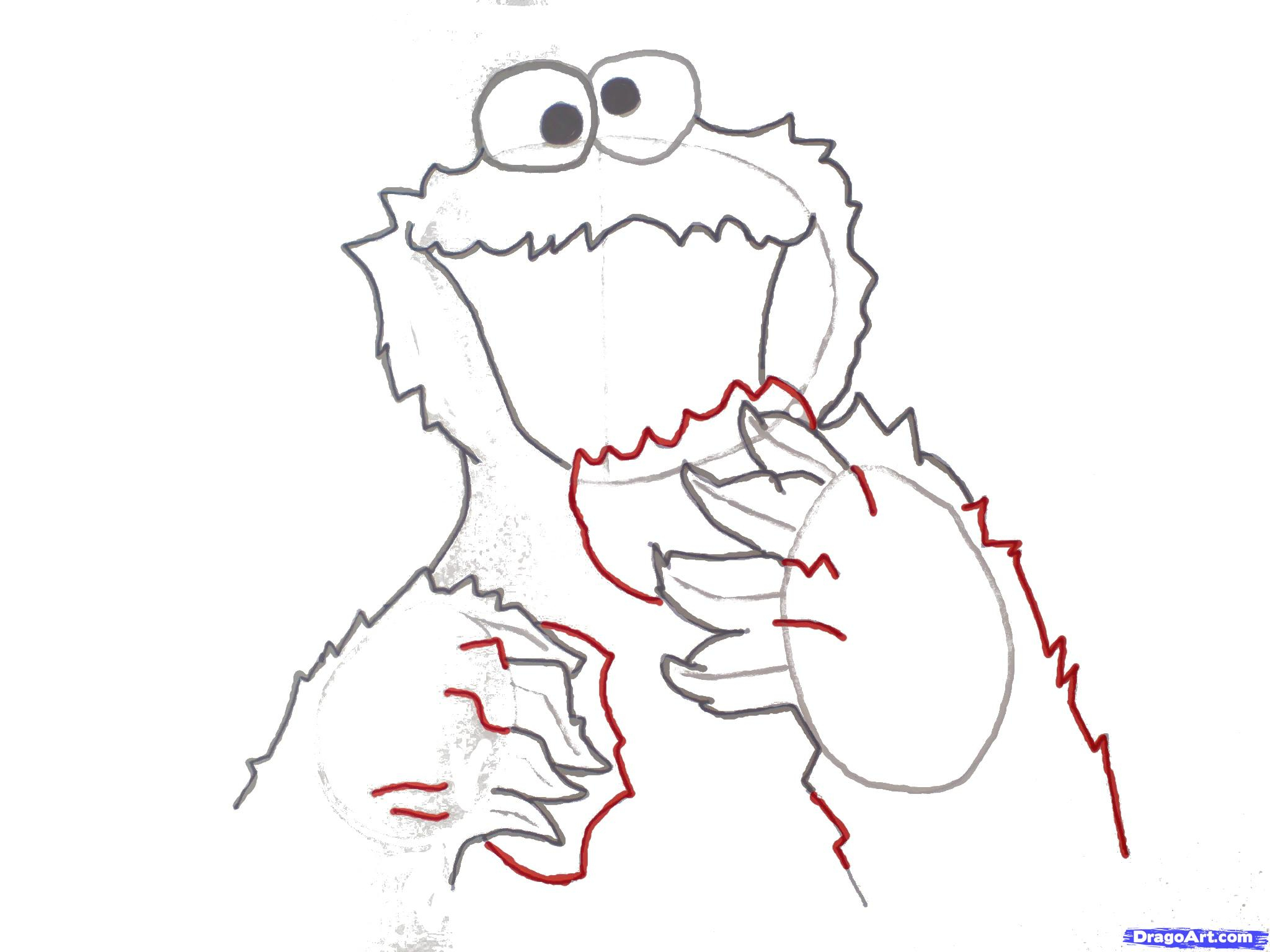2048x1536 Sketch Of Cookie Monster How To Draw Cookie Monster, Stepstep, Pbs - Cookie Monster Sketch