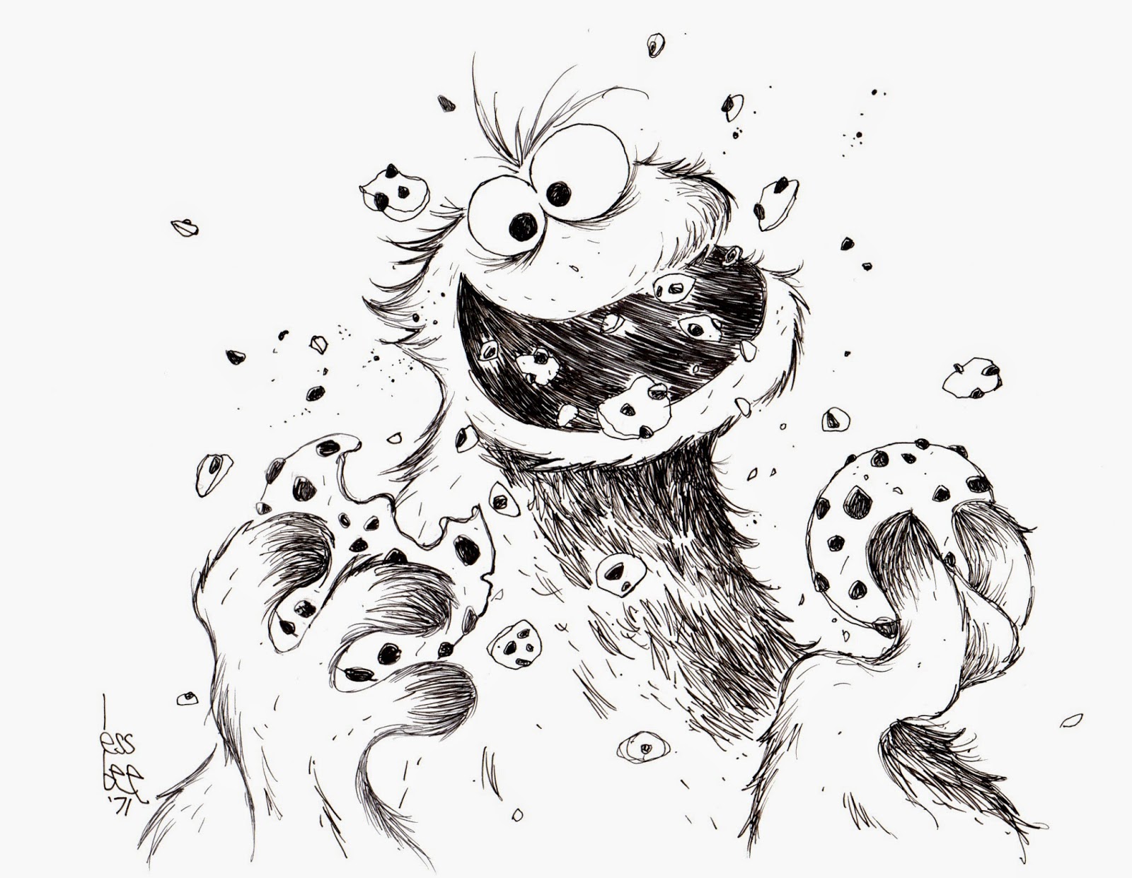 1600x1242 The Art Of Scott Brown Cookie Monster Sketch - Cookie Monster Sketch