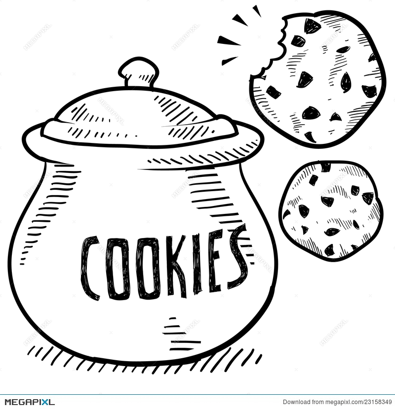 800x830 Cookie Jar Sketch Illustration 23158349 - Cookie Sketch