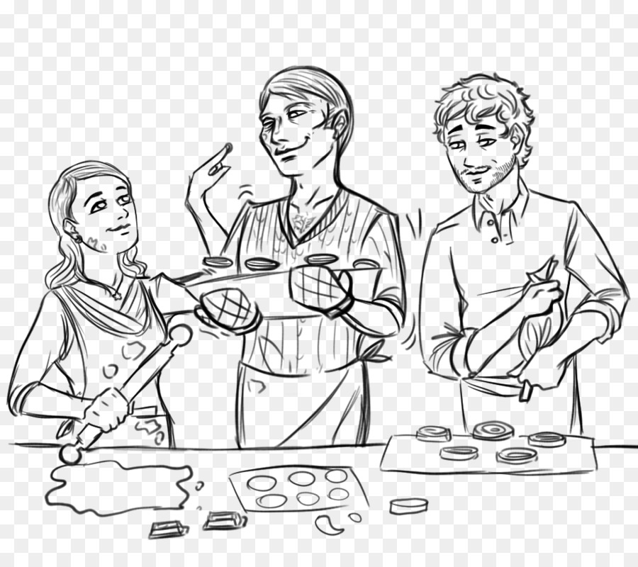 900x800 Line Art Sketch Drawing Image Design - Cooking Sketch