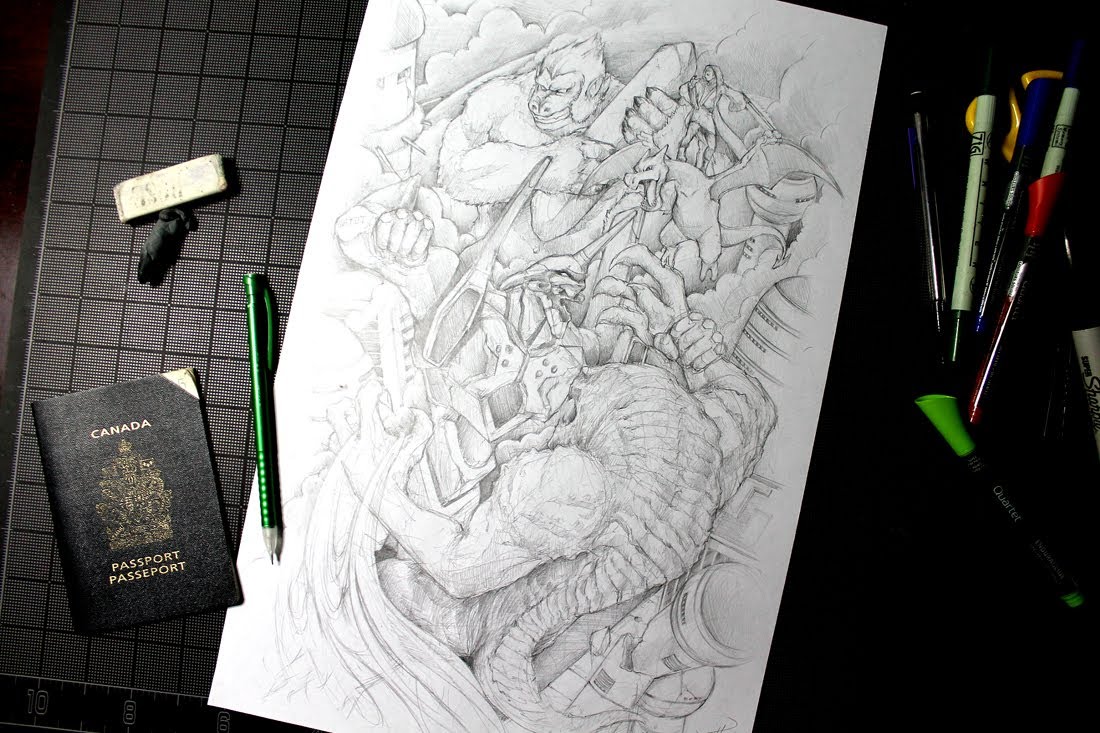 1100x733 Epic Anime Mashup Sketch - Cool Anime Sketches