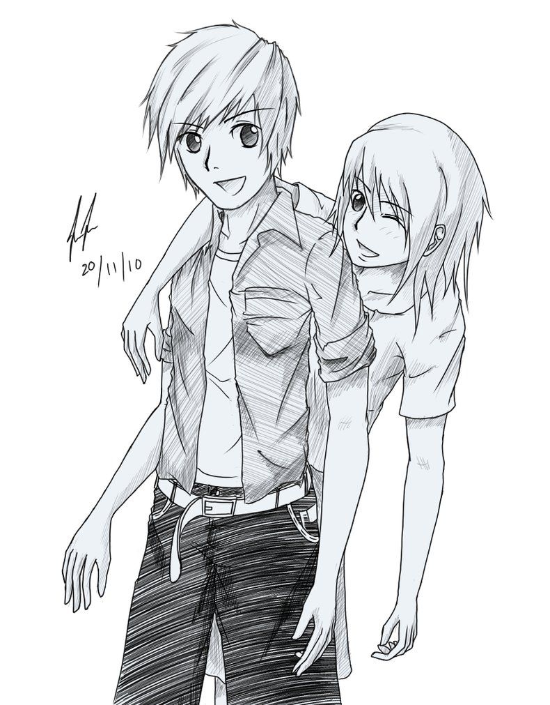 790x1011 Images For Gt Anime Girl And Boy Holding Hands Drawing Besties - Cool Boy Sketch
