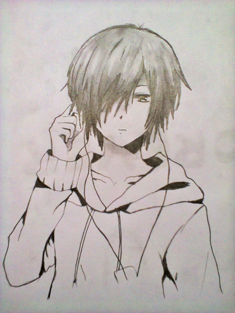 768x1024 Pencil Sketch Of Anime Handsome Boy Cool Boy Pencil Sketch Boy - Cool Boy Sketch