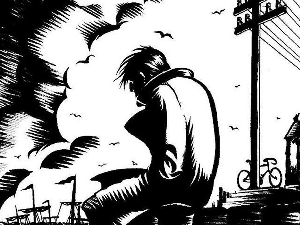 1024x768 Sad Boy Alone Sketch Pencil Draw Cool Boys Alone Sad Boy In Love - Cool Boy Sketch