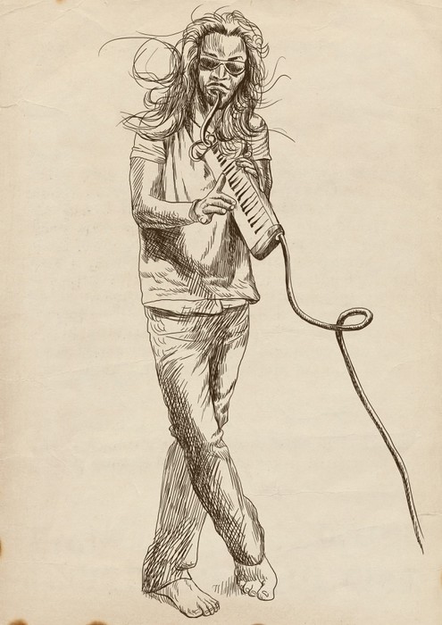 495x700 Melodion Player - Cool Dude Sketch