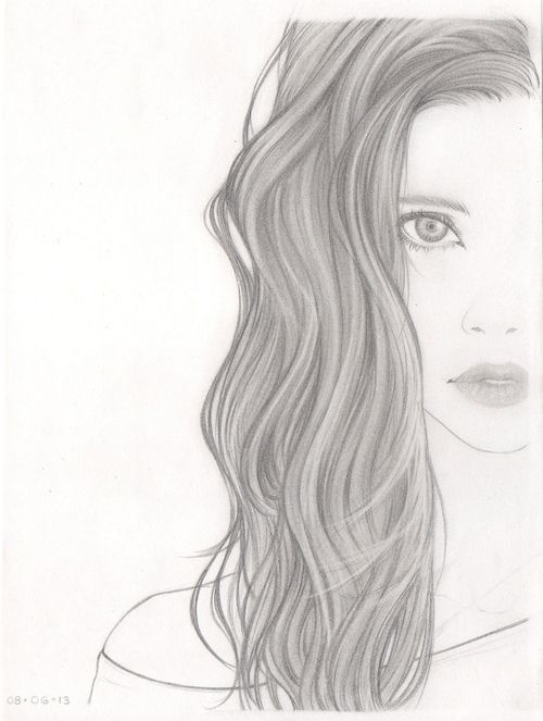 500x663 Tumblr Girl Hair Drawing Girl With Curly Hair Tumblr Drawing - Cool Girl Sketches