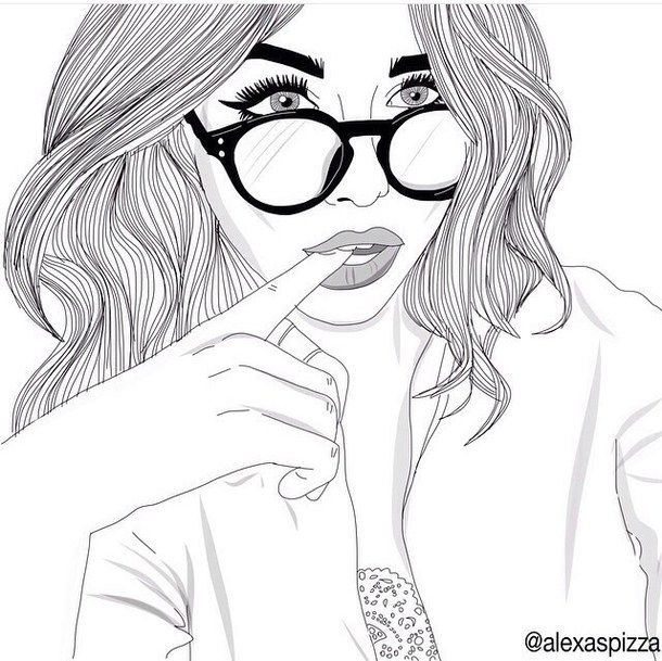 610x609 Black And White, Cool, Drawings, Girl, Girls - Cool Girl Sketches