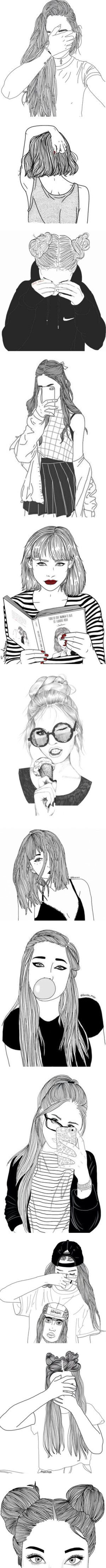 300x4434 Tumblr Girl Drawings By Rainst0rms On Polyvore Featuring Fillers - Cool Sketch Backgrounds
