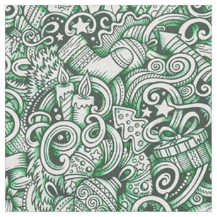 422x422 Christmas And New Year Doodle Pattern Fabric - Cool Sketch Patterns