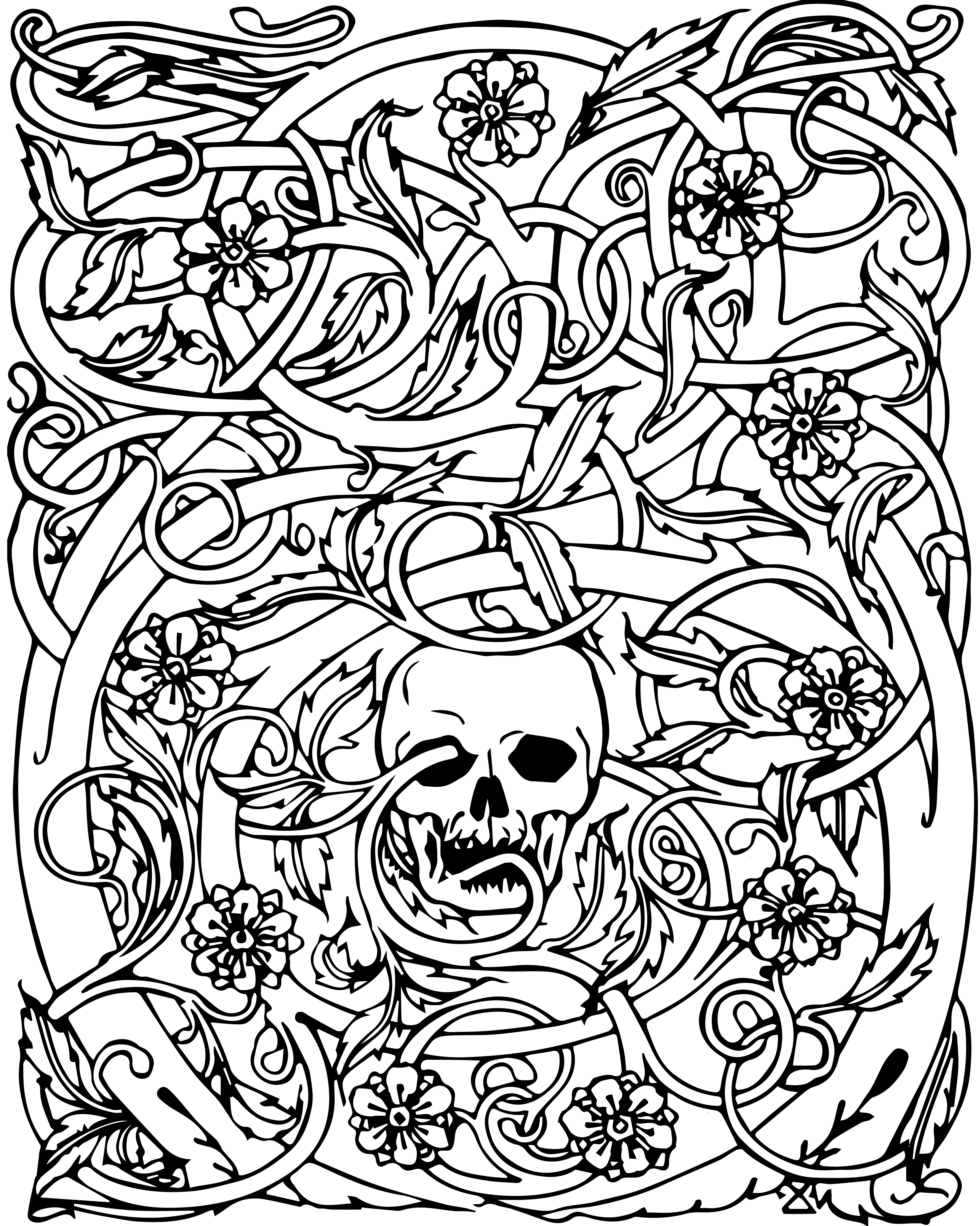 3400x4250 Cool Skull Design Coloring Pages 2148643 - Cool Skull Sketches