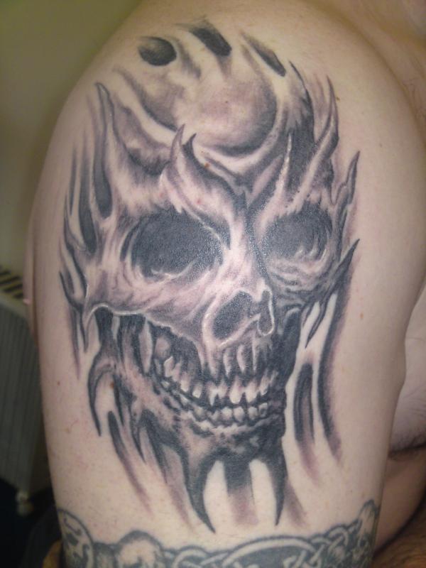 600x800 Skull Fire Tattoo - Cool Skull Sketches