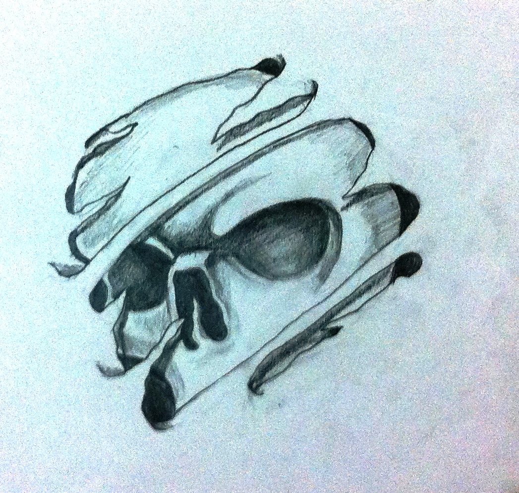 1047x995 How To Draw Cool 3d Skull Tattoo Desing - Cool Skull Sketches