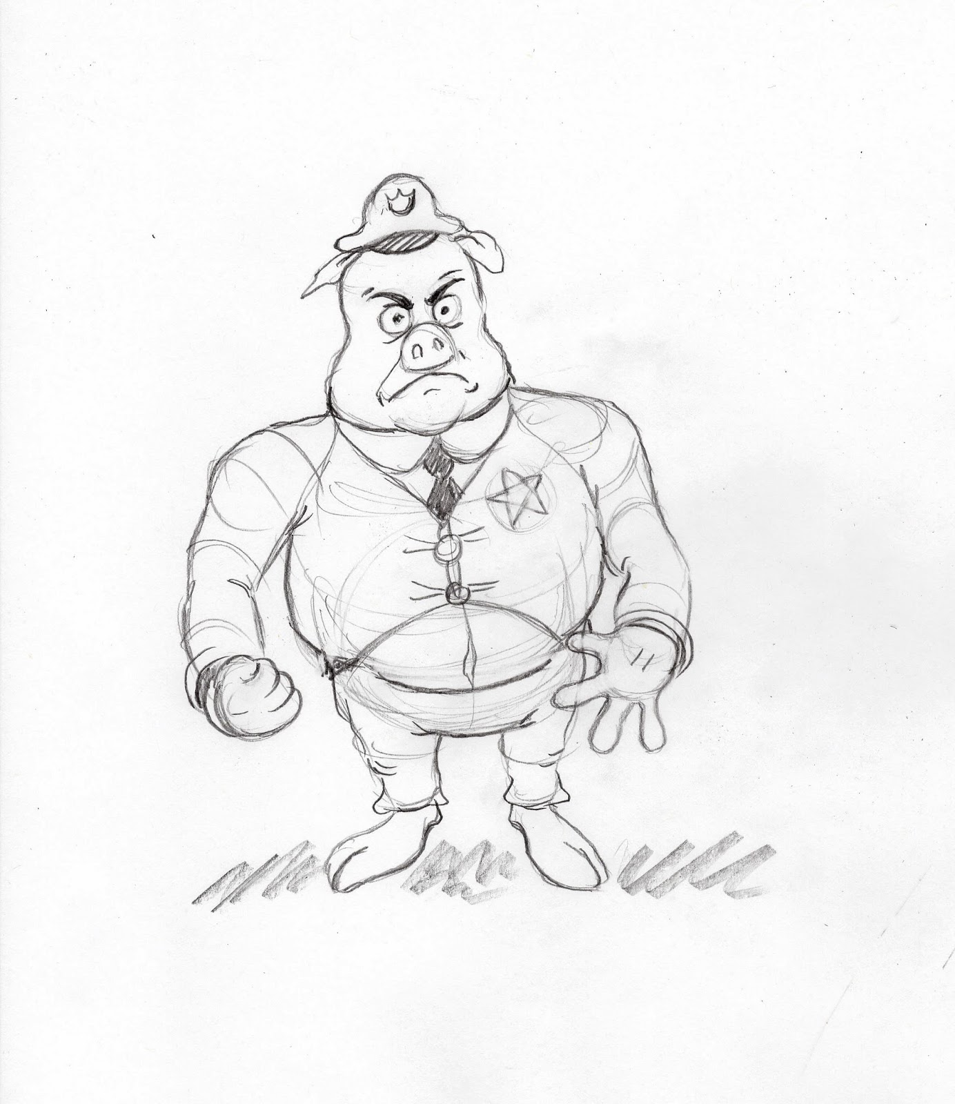 1384x1600 Cartoon Wonderland Pig Cop Sketches - Cop Sketch